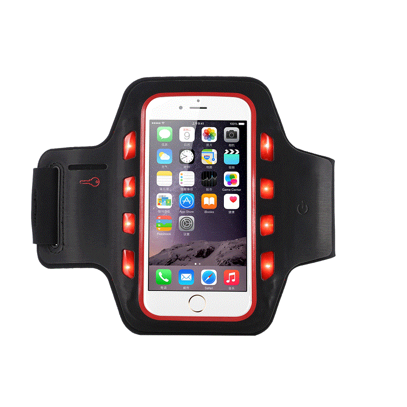 Știri Logo de design promoțional Silk-tipărit LED Sport Braț Arm Bandă Lumină Protecție telefon mobil Arband pentru iPhone 6- 4.7 inch